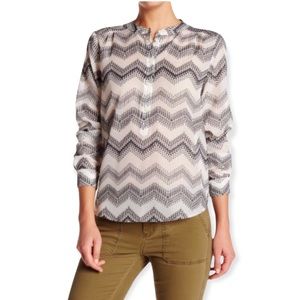 J. Crew Factory Zig Zag Blouse Black and White Top Size S